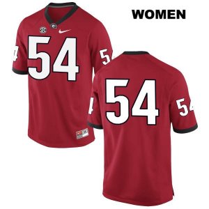 Women's Georgia Bulldogs NCAA #54 Justin Shaffer Nike Stitched Red Authentic No Name College Football Jersey GFR5554QE